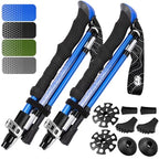 Premium Foldable Hiking Poles by USA Brand (EVA Foam - Blue / 115-135 cm for Height: 5'10" and taller)