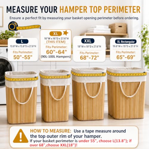 Cotton Canvas Laundry Bag with Handles & Base 16"Wx16"D x27.6"H (Narural 1-Pack | Square Base / 16"Wx16"Depthx27.6"H)