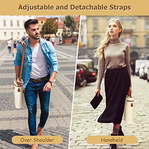 2 Bottle Insulated Wine Tote Carrier Bag (Beige / 2 Bottle-without front pocket)