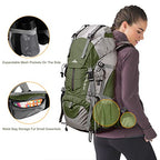 50L Hiking Backpack with Rain Cover for Both Men & Women (Green)