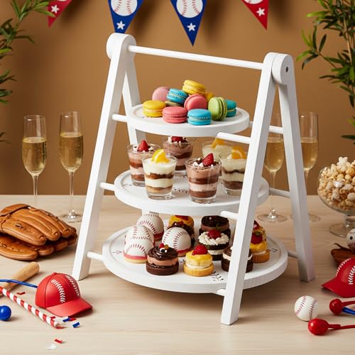 3 Tier Snowflake Serving Tray with 15 in Collapsible Stand (Snowflake)