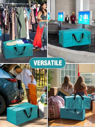 8 Pack Extra Large Moving Bags with Backpack Straps & Handles (Blue / 8 Pack)