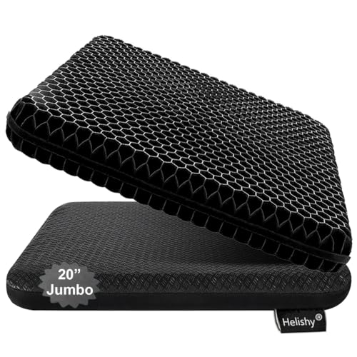 Gel Seat Cushion for Long Sitting (Black / Jumbo Thick: 20x20x1.9inch)