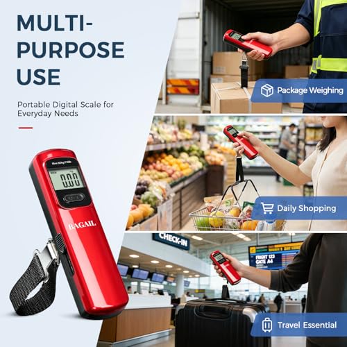 Digital Luggage Scale (Dark Red Battery Free)