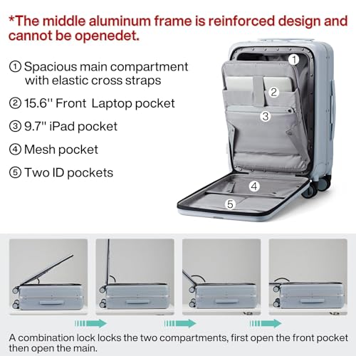 20 Inch Carry On Luggage Hard Shell Suitcases with Wheels Luggage Suitcase Travel Luggage for Women Men Rolling Luggage Bags for Business Trip Weekender (20 Inch / Grey Upgrade)