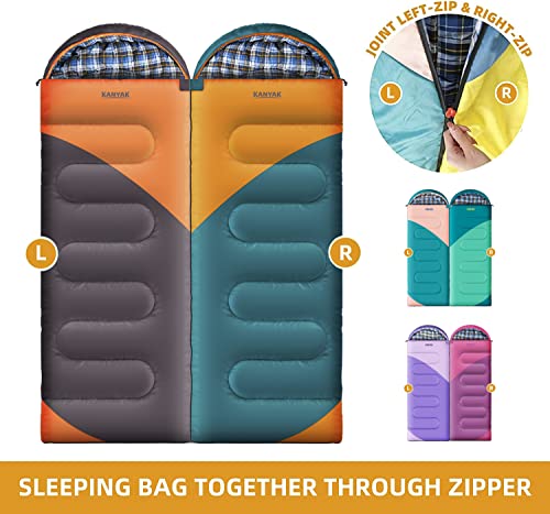 Outdoor Rectangular Sleeping Bag (Green & Orange)