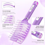 Hair Brush Set Curved Vented Brush Women Kids Curly Thick Fine Wet Dry Hair (Purple+ Vibrant pink)