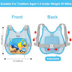 Toddler Harness Leash + Anti Lost Wrist Link (Blue/Breathable Car & Excavator)