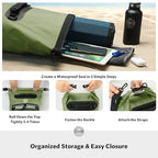5/10/25/30/40L Waterproof Dry Backpack & Phone Case- Large Floating Dry Bag for Kayaking, Travel, Hiking, Fishing, Camping, Motorcycles & Beach, Heavy-Duty Roll Top Men/Women (Green) (25l+ Green / 30L)