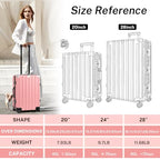 Zipperless Luggage with Spinner Wheels 100% PC Hardside 24in Suitcase (Pink / Medium (24 Inch))