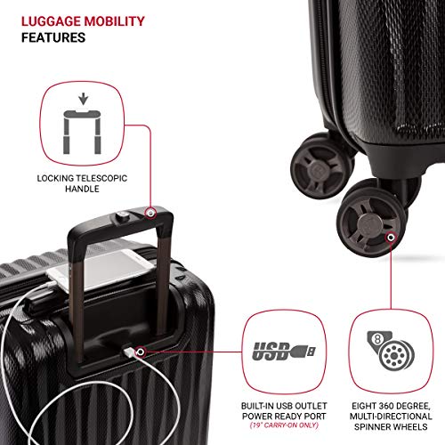 7272 Energie Expandable Hardside Luggage with Spinner Wheels and TSA Lock (Carry-On 19-Inch / Black)