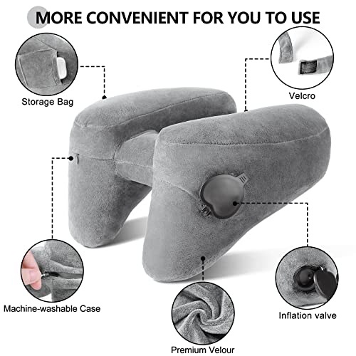 Travel Neck Pillow for Airplane Pillow Comfortably Supports Head (Dark Grey)