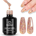 Beetles Glitter Gel Nail Polish 15ML Rose Gold Reflective Pink Gel Polish (L - Shimmery Gold | Dazzling Princess)