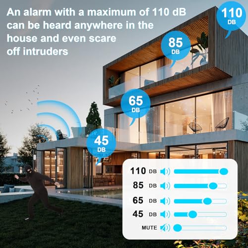 Door Chime Alarm When Open for Kids Safety (Black 4 Sensors +2 Receiver)