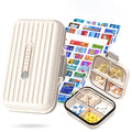 Travel Pill Organizer Box with Medicine Labels (S+L / Pearly White)