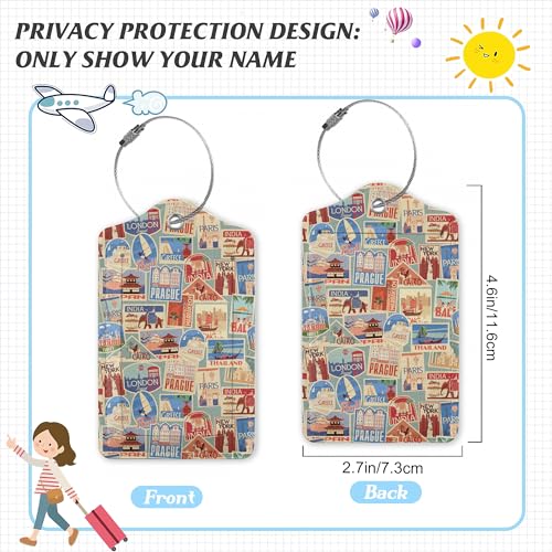 3 Pack Luggage Tag for Suitcase (Travel Stamp)
