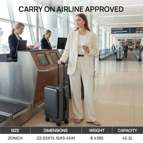 Carry On Luggage 22X14X9 Airline Approved (00-Grey (Seine New))