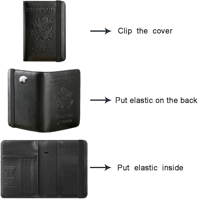 Airtag Passport Holder Cover Wallet Travel Essentials RFID Blocking Leather - Image 5