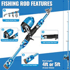 Kids Fishing Pole (Blue (with Fishing Net) / 5FT / 1.5M)