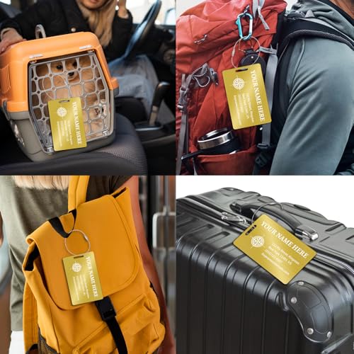 Personalized Metal Luggage Tags (Vertical Gold)