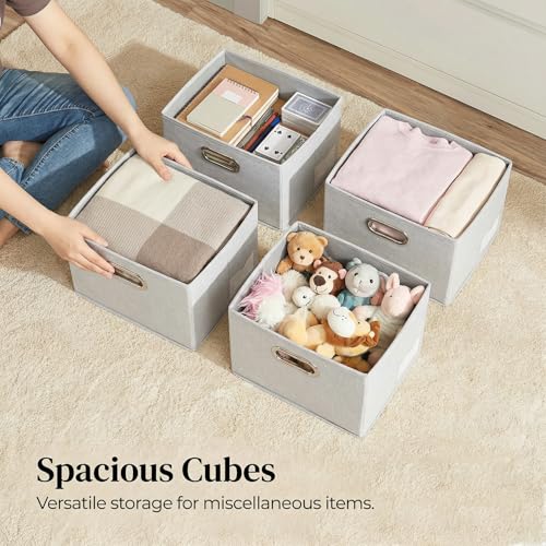 Storage Bins with Lids [3 (Beige / S(3-Pack))