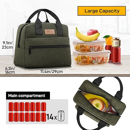 Insulated Lunch Bag for Women Men (Green)