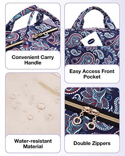 Toiletry Bag Travel Bag with Hanging Hook (Large / Red Paisley)