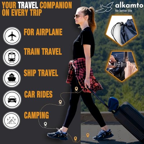 Travel & Camping Comfortable Memory Foam Pillow (15.7 x 10.6 x 3.9 In - White + Extra Cover)