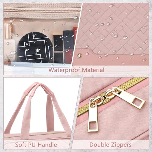 Toiletry Bag for Women (Large / With Jewelry Organizer Compartment / Pink)