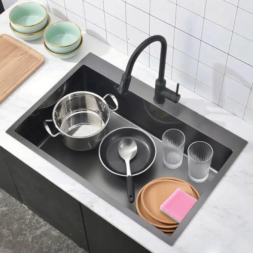 28x18 inch Stainless Steel Black Drop In Kitchen Sink (Black / 28x18)