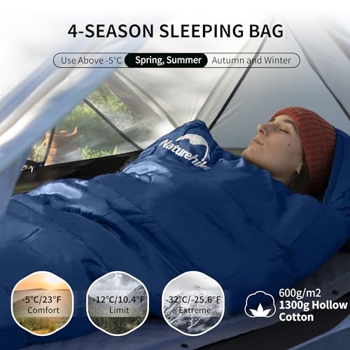 0 Degree Mummy Sleeping Bags for Adults (Blue)