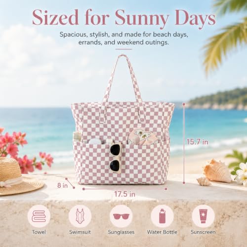 Beach Bags for Women (Purple White)