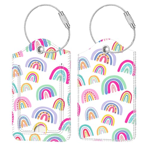 Luggage Tags Privacy Cover ID Label for Travel Bag Suitcase (Dreamy Rainbow)
