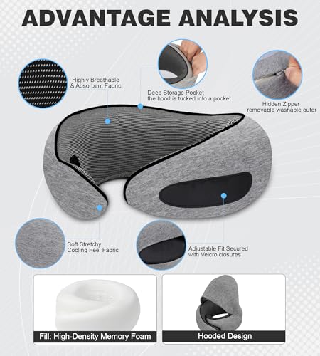 Hat style travel neck pillow (Light Grey)