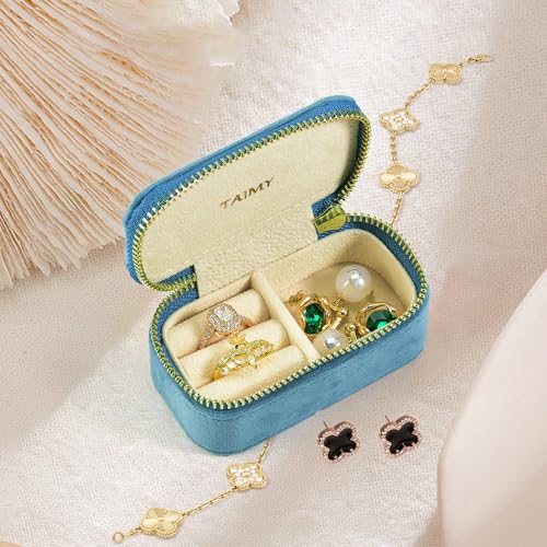 Small Travel Jewelry Case (Mini-Coral Blue / Small Rectangle)