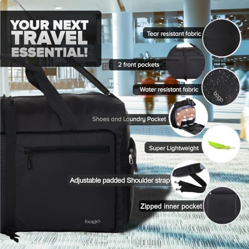 Travel Duffle Bag for Women & Men. Duffel Bag for Traveling & Camping (80L / All Black)