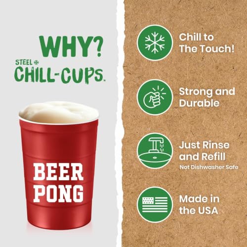 16 oz. Durable & Reusable Party Cups (Beer Pong Red / 12 Count)
