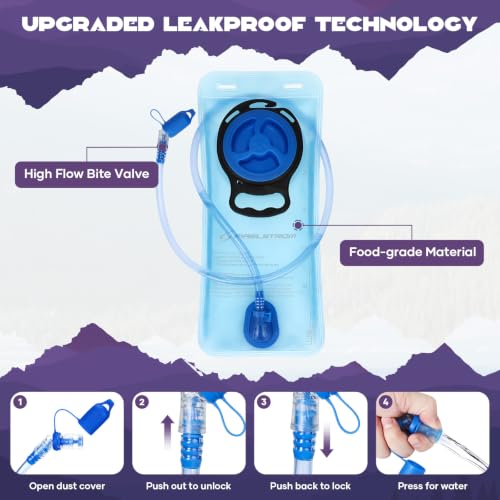 Lightweight Hydration Hiking Backpack with 2L Water Bladder (5.Purple / 2L Bladder)