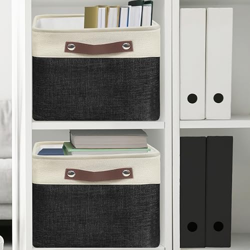 15" x 11" Large Fabric Storage Bin (Black / Large - 15" x 11" x 9.5")