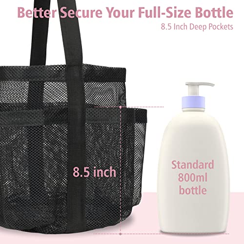 Mesh Shower Caddy Portable (2 Pack Black / L (Round Dorm Caddy))