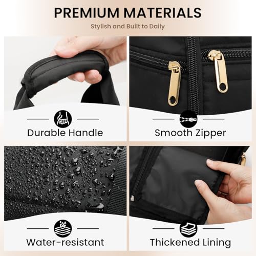 Wig Storage Bag Holds 3 Wigs Hair Tools Travel Bag Full (Black / 12.6*11.02*11.61inch)