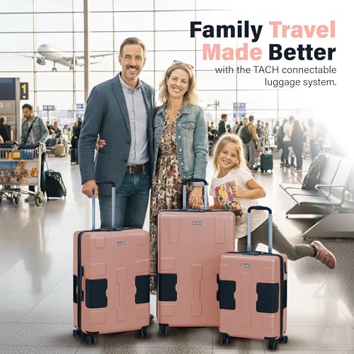 Patented Connecting Hard Shell 3 Piece Luggage Set (Pink / 3-Piece Set)
