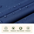 Unisex Rain Poncho Raincoat Hooded for Adults Women with Pockets (Navy)