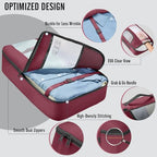 10 Set Packing Cubes for Travel Essentials (12 Wine Red)