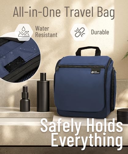 D&D Wanderlust Hanging Travel Toiletry Bag for Women & Men (1 Pack Blue)