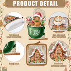 10 Pcs Christmas Gingerbread Man Kitchen Decor and Accessories Set Kitchen Towels Pot Holders Oven Mitts and Rugs for Baking Cooking BBQ Mom Housewarming Gifts (Light Brown / Christmas Gingerbread Man)