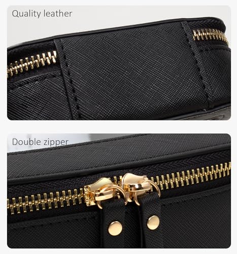 2Pack Clear Toiletry Bag for Women Travel Makeup Bag (0-Large+Mini-Black)