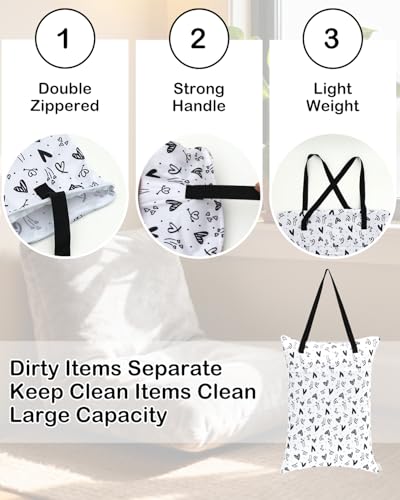 ALVABABY 2 Pack Large Wet Dry Bag Waterproof Hanging Cloth Diaper with Double Zippered Pockets 25x18 inches 2HL04 (Colorful and black hearts)