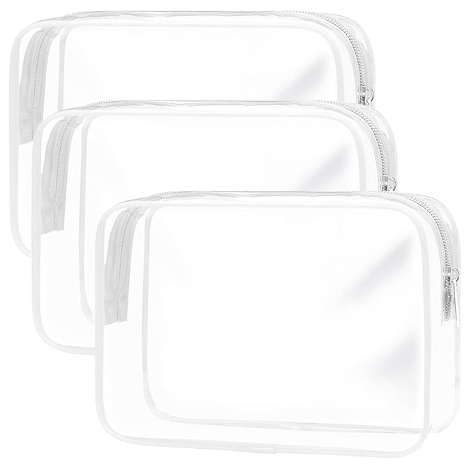 Clear Toiletry Bag, 3 Packs TSA Approved Water resistant Travel Organizer by TRODANCE