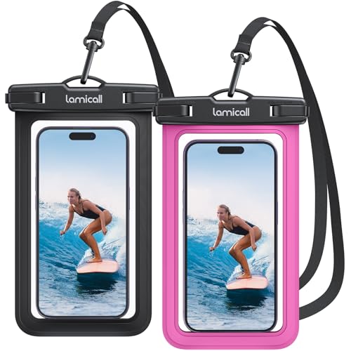 Waterproof Phone Pouch (Black & Bright Red 7")